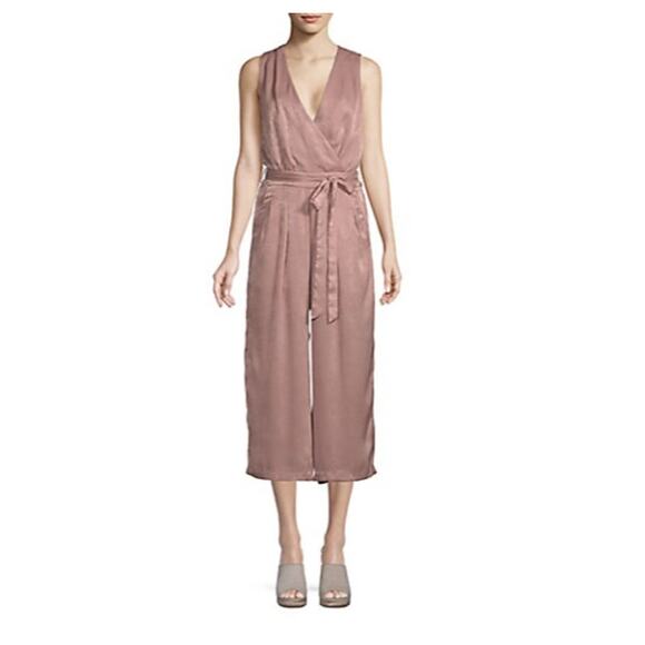 J.O.A. Pants - J.O.A. Satin Blush Self-Tie Jumpsuit